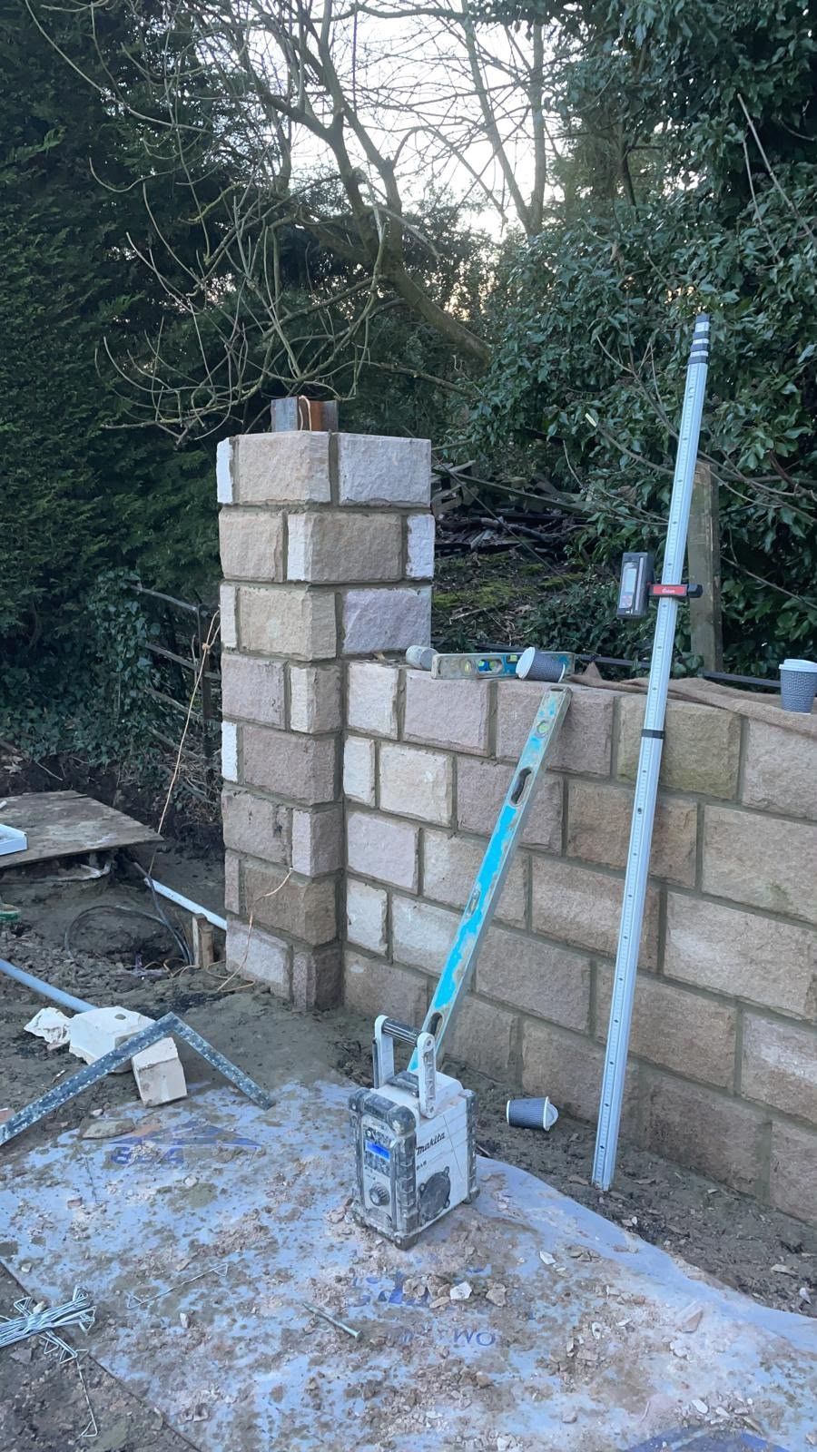 Blockwork garden wall